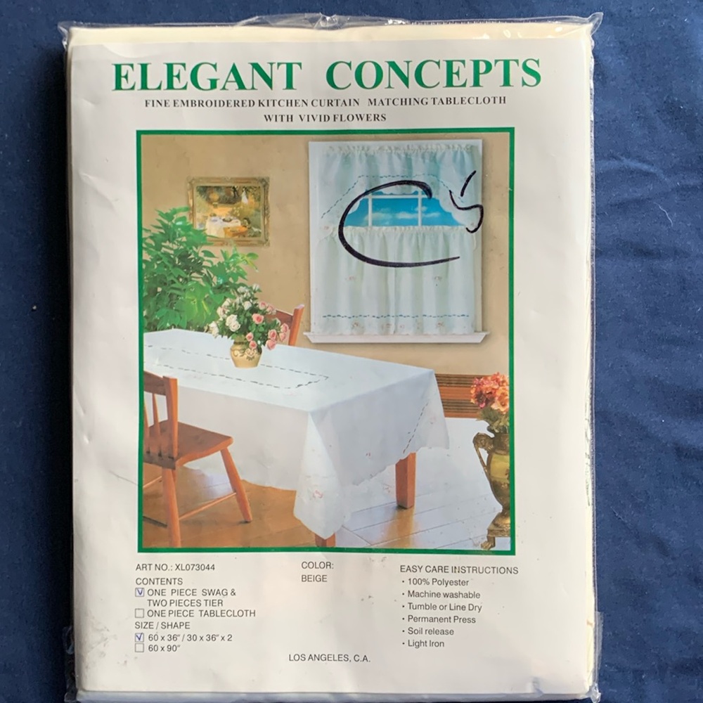 NIP Fine Embroidered Kitchen Curtain (No. XL073044)